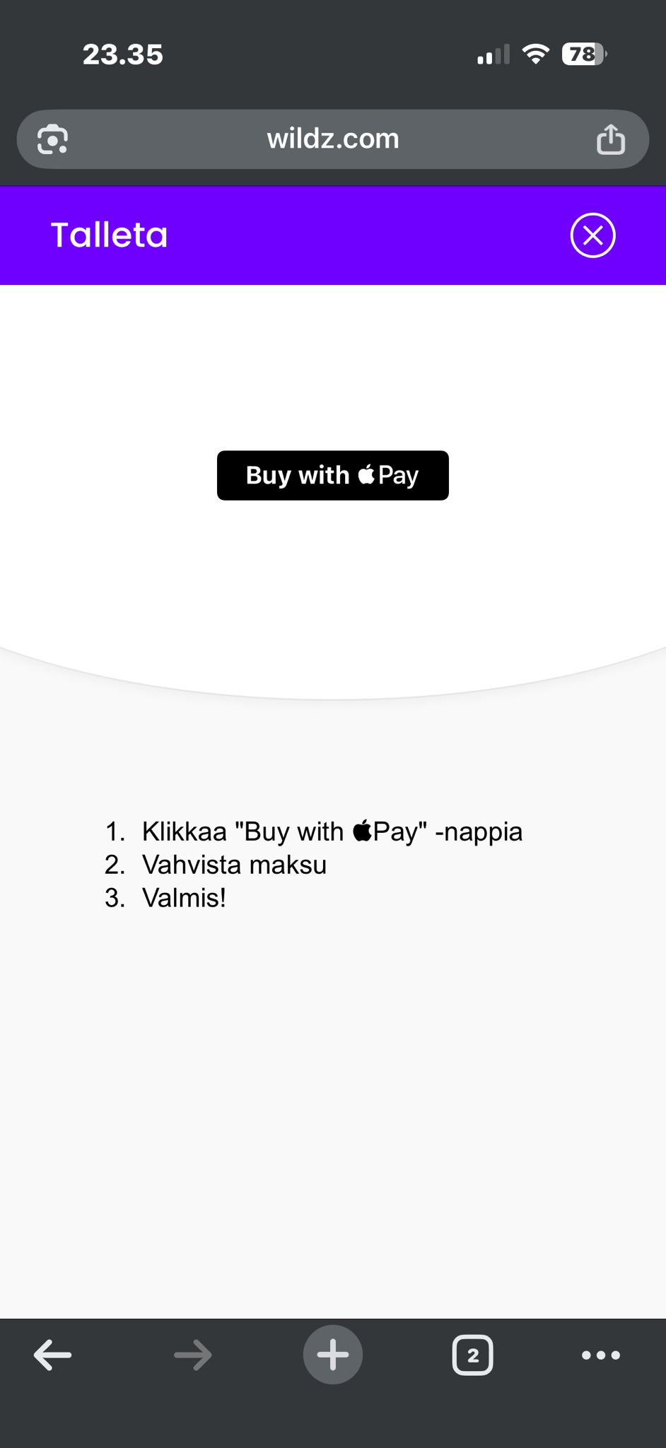 Apple Pay talletuksen aktivointi