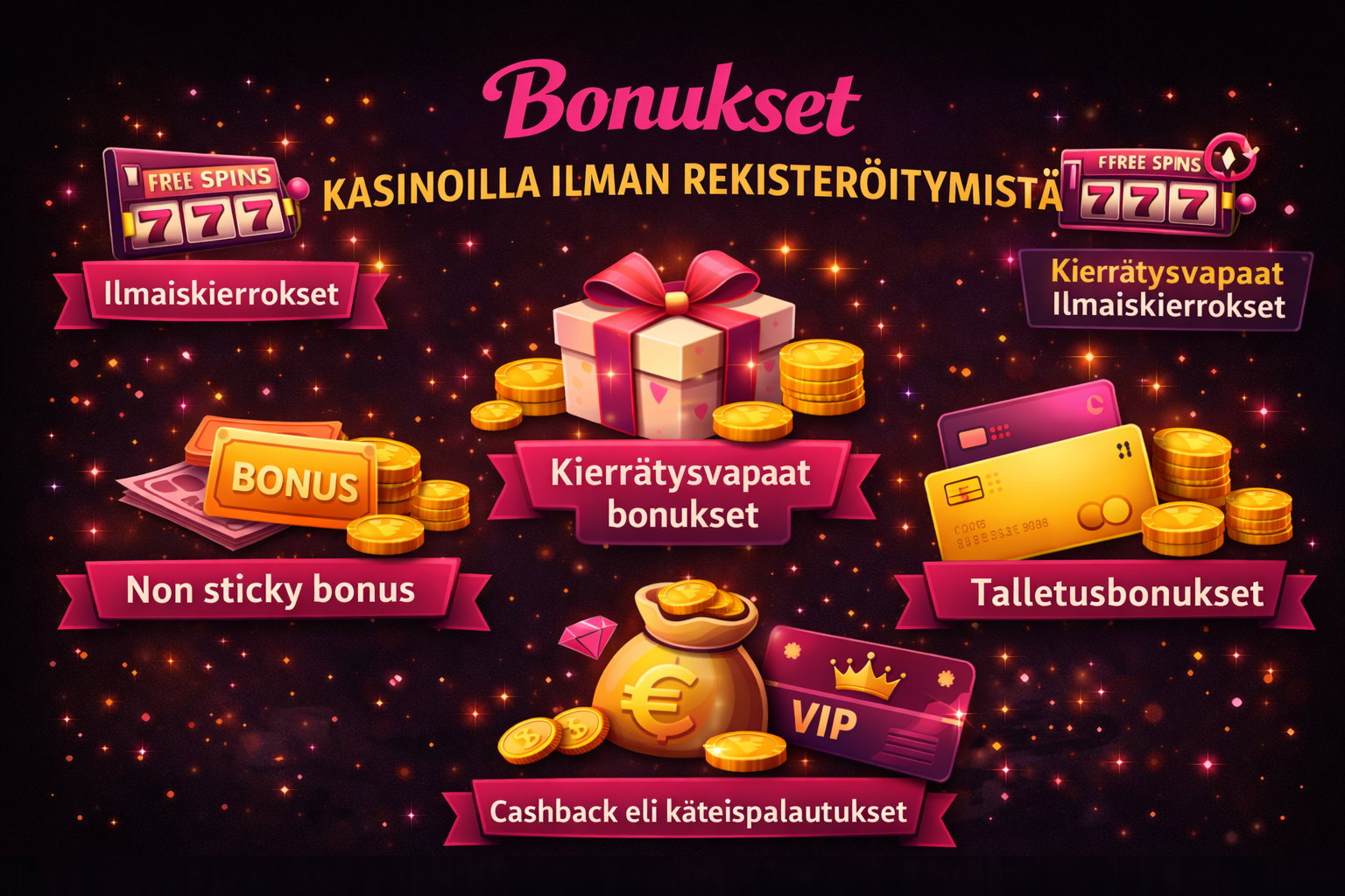 Bonukset ilman rekisteröitymistä