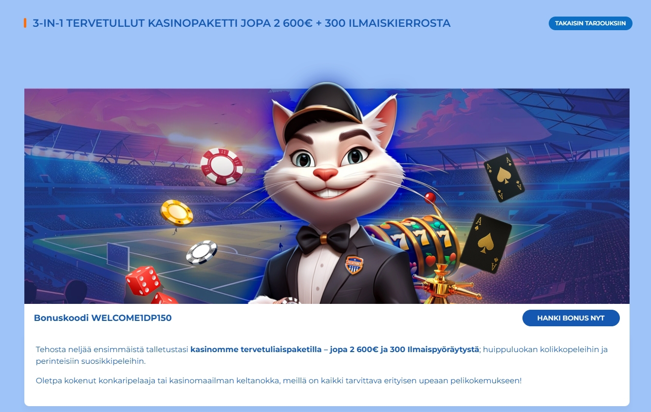 FeliceBet bonuskoodi WELCOMEFFDB100