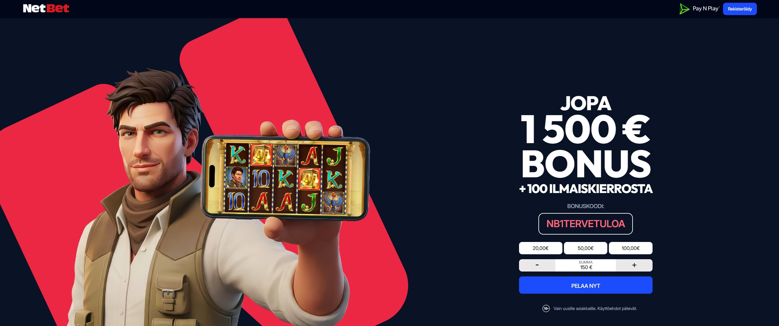NetBet bonuskoodi NB1TERVETULOA