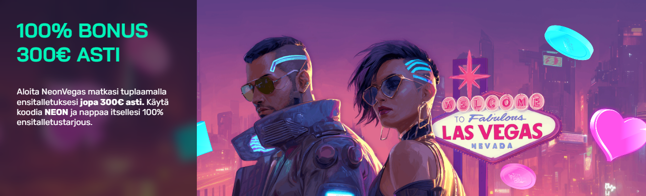 Neon Vegasin bonuskoodi tervetuliaisbonukseen
