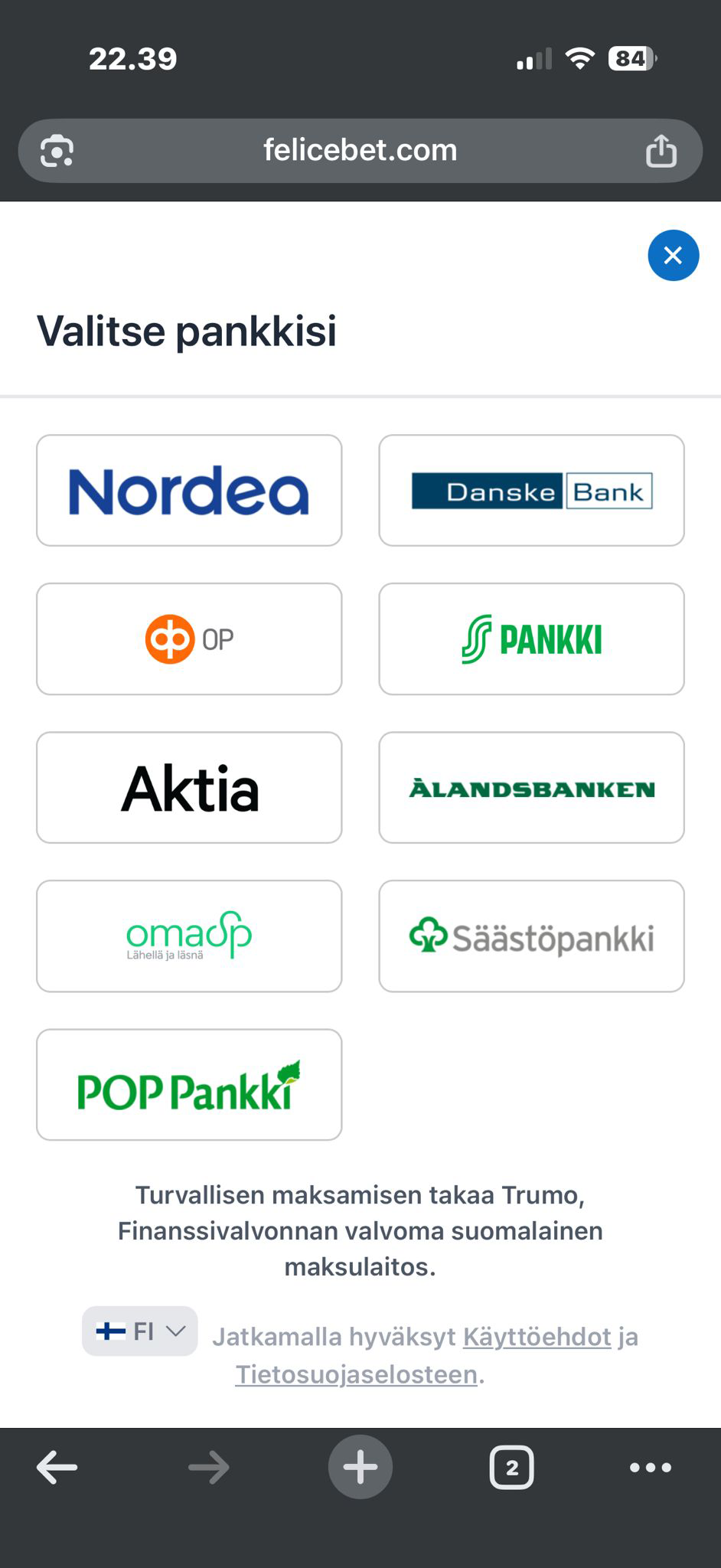 FeliceBet Trumo pankin valinta