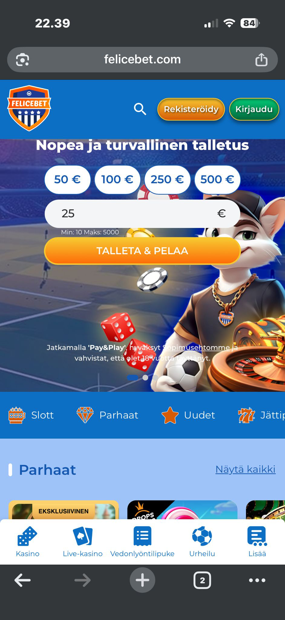 FeliceBet Trumo talletusikkuna