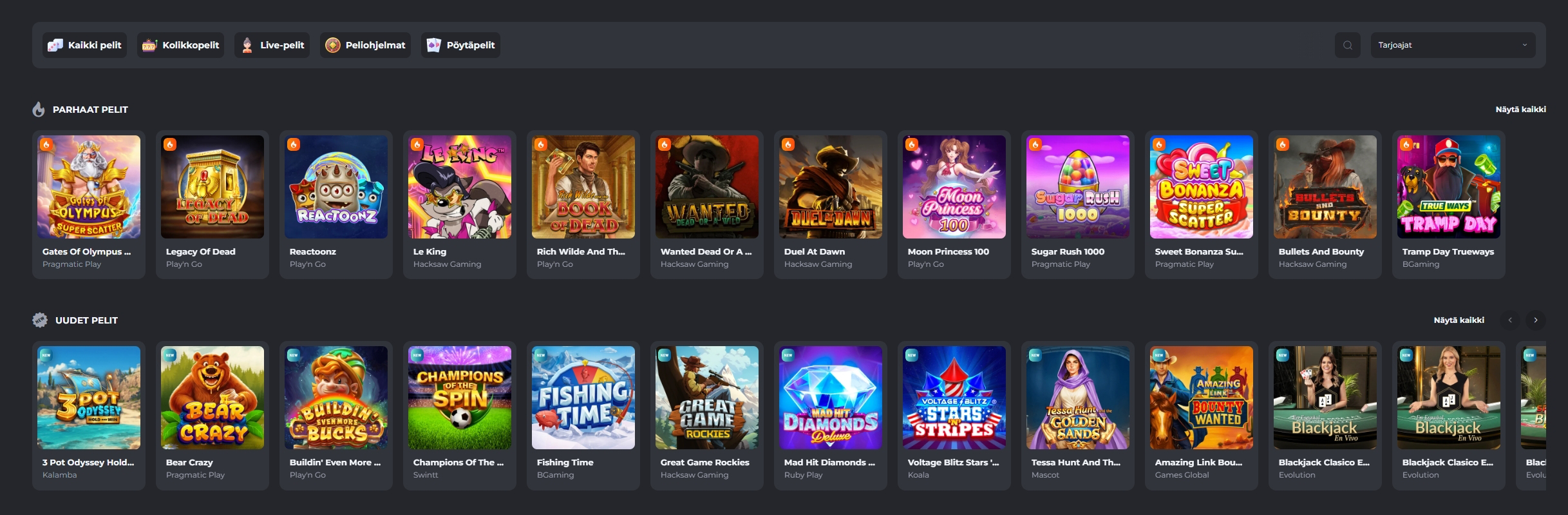 Hupi Slots kasino pelejä