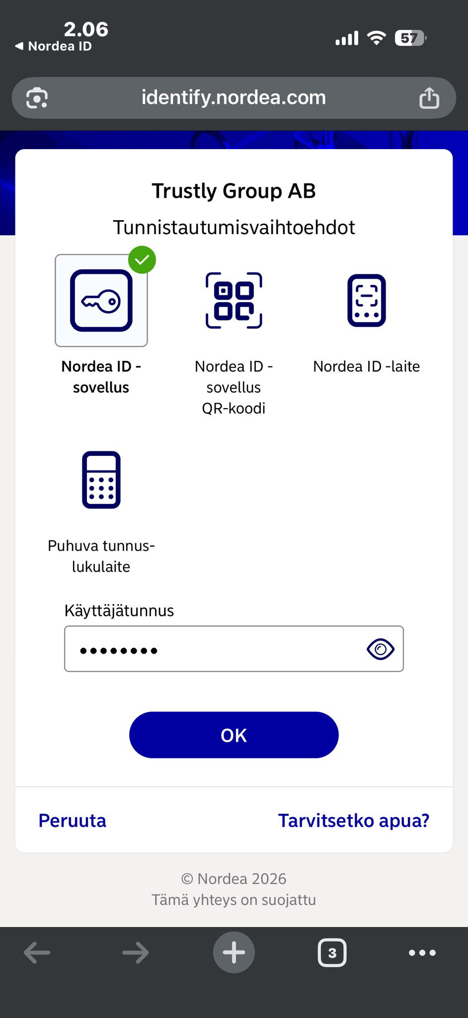 Hupi Slots Nordea tunnistautuminen maksun vahvistukseen