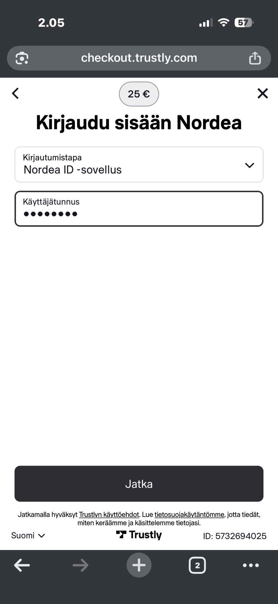 Hupi Slots Nordea tunnistautuminen Trustlylla