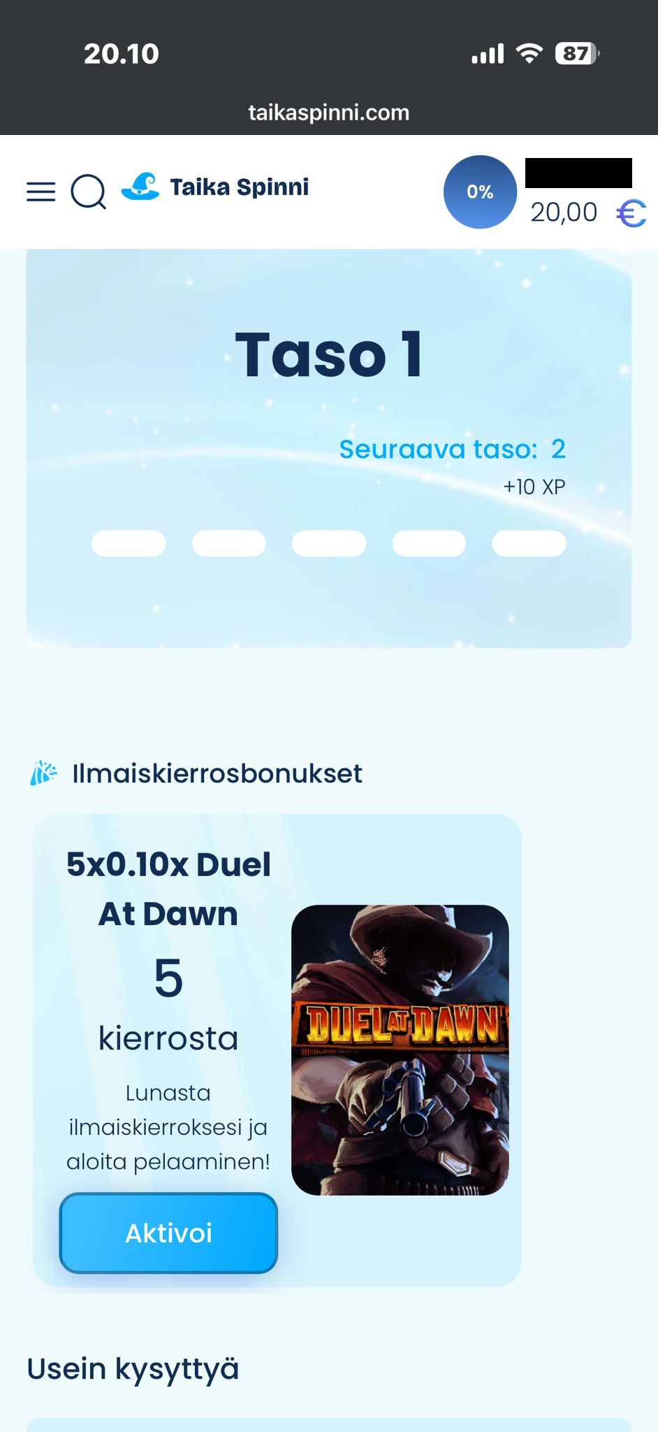 Ilmaiskierrokset pelitilin palkinnot-osiossa