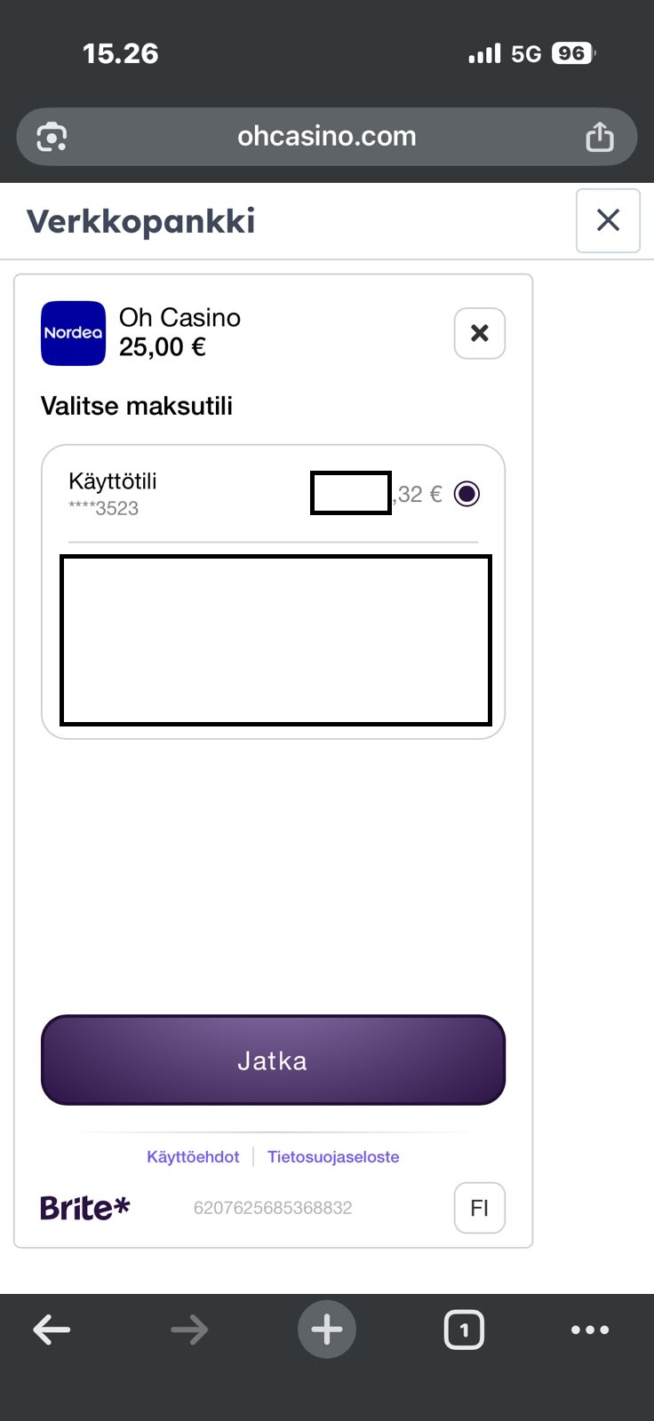 Pankkitilin valinta MGA-kasinon talletuksessa