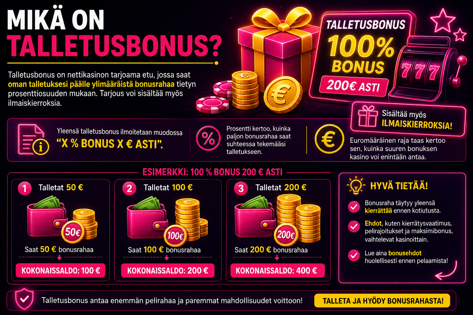 Mikä on talletusbonus? Tässä selitys