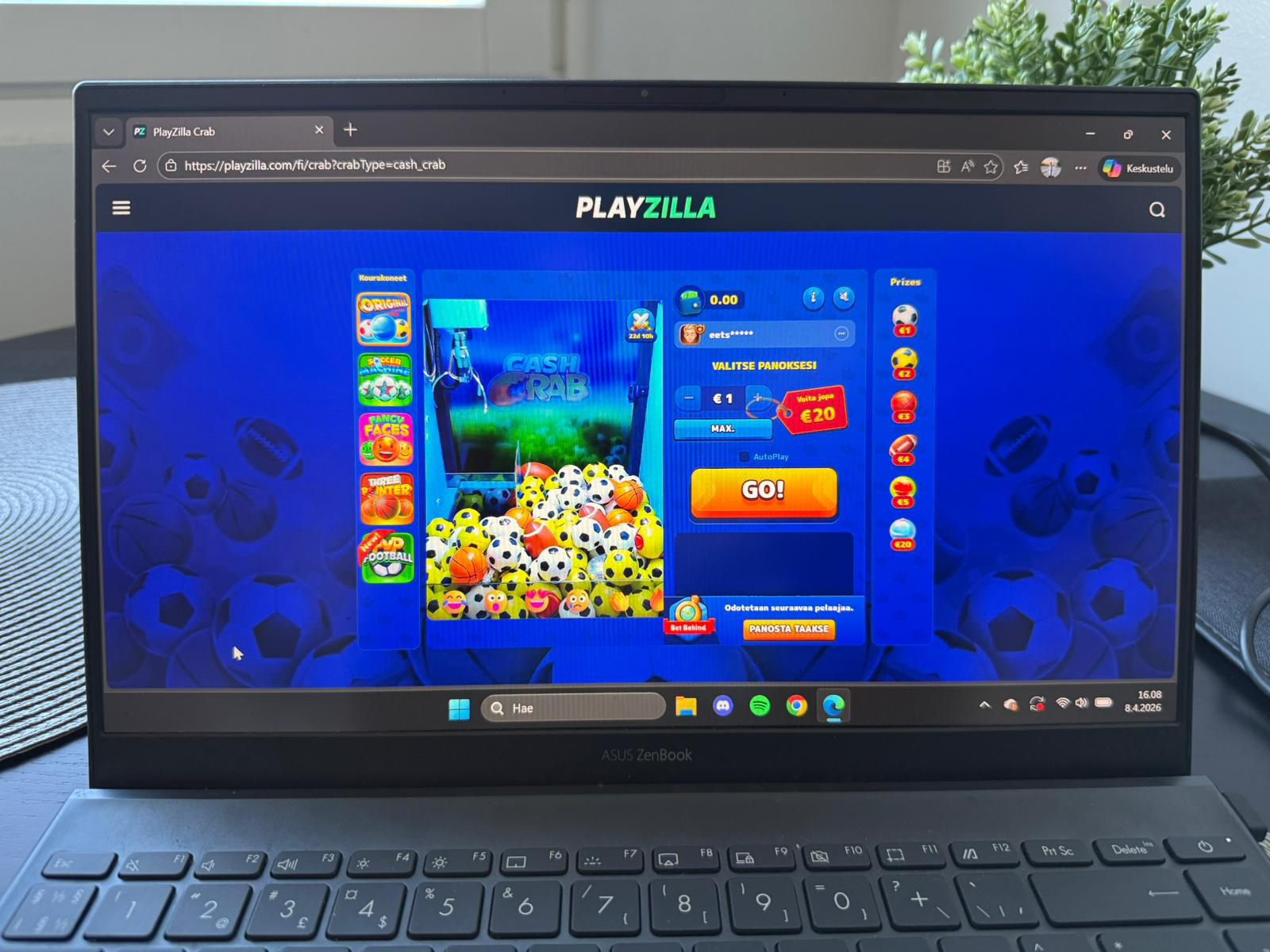 Nettikasinootin pikakasino testi menossa Playzilla Casinolla