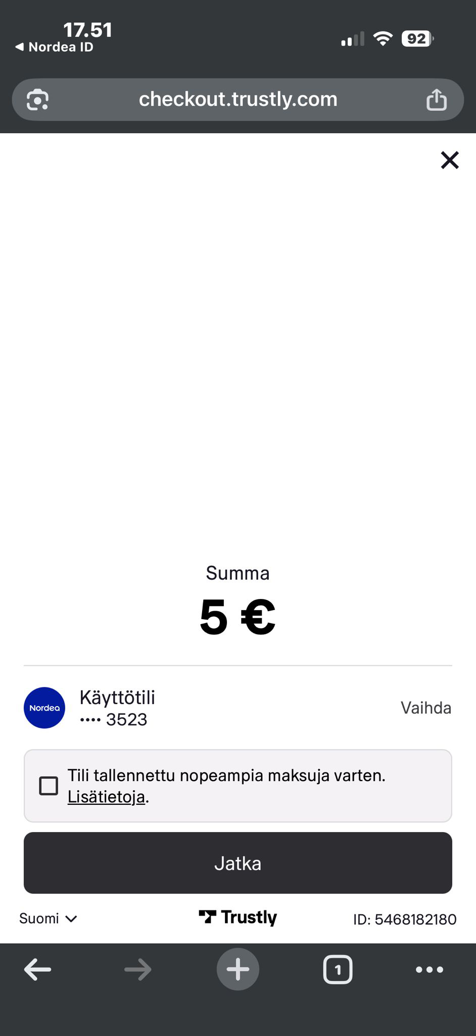Nopea talletus jatkuu omaan verkkopankkiin