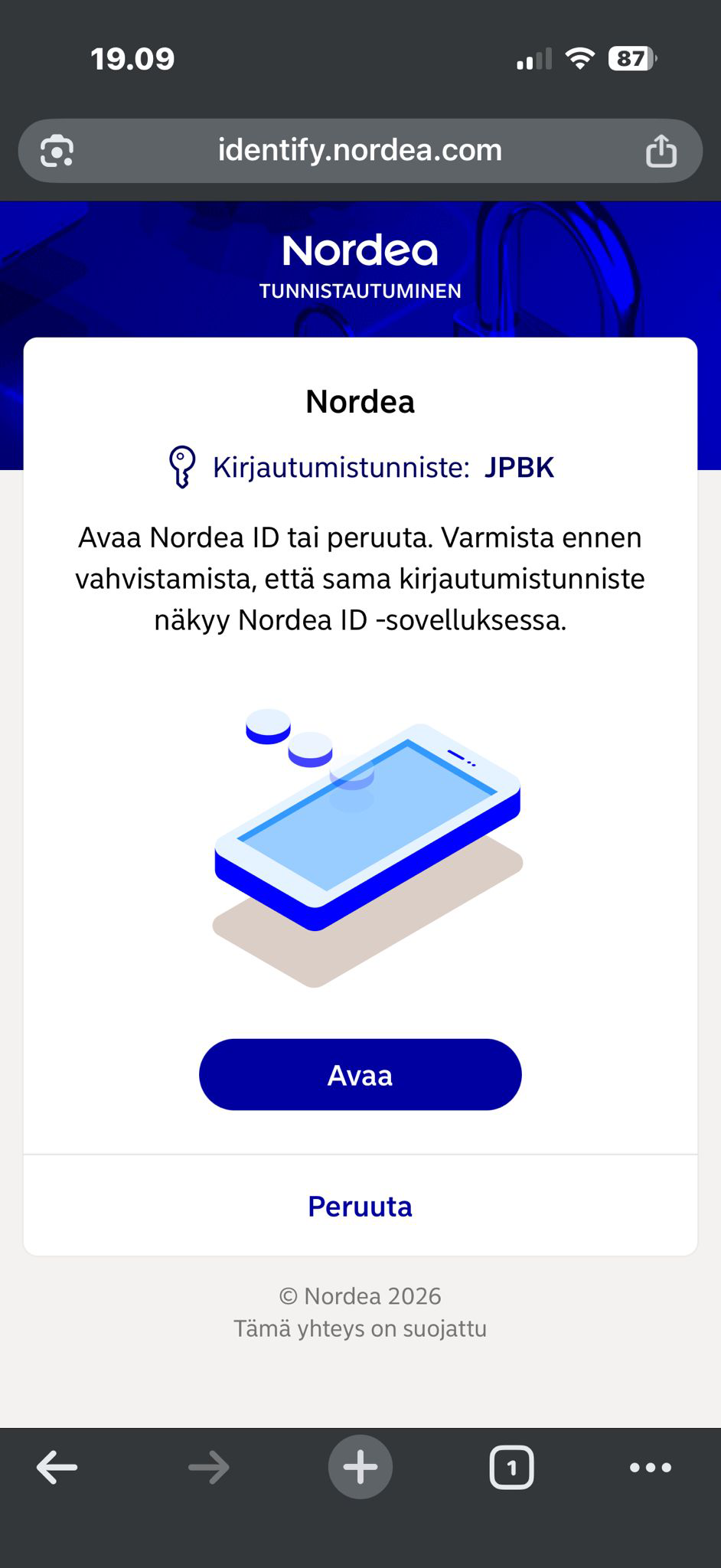 Nordeen kirjautumistunniste Viljo-talletuksella