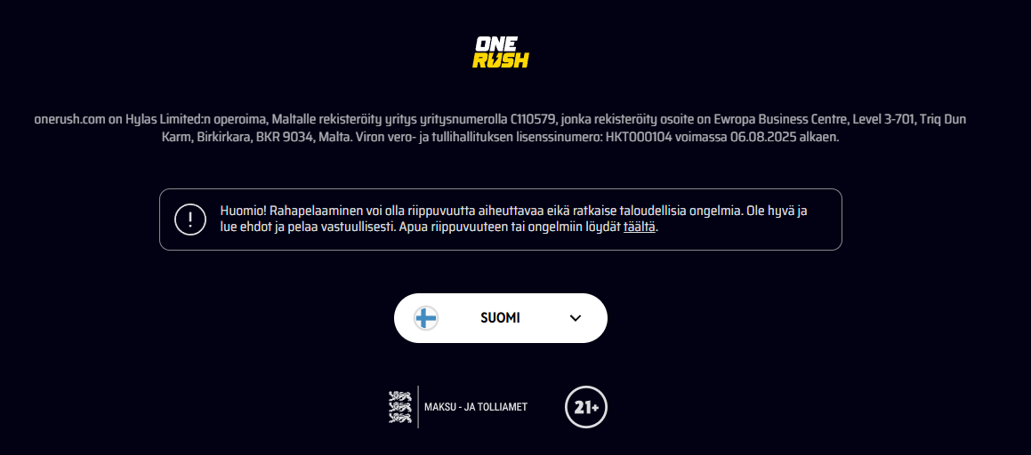 One Rush Casino on verovapaa
