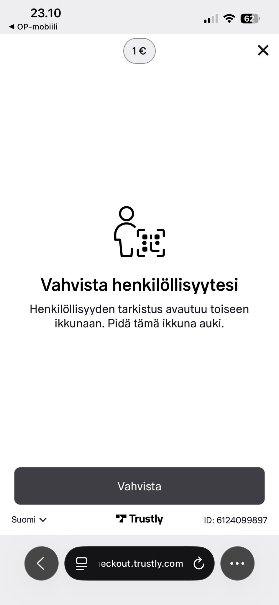 OP mobiili vahvista henkilöllisyys