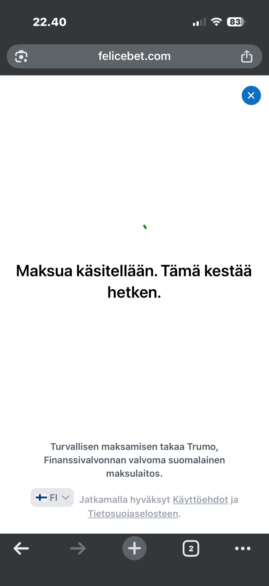 Pay n Play -talletuksen käsittely