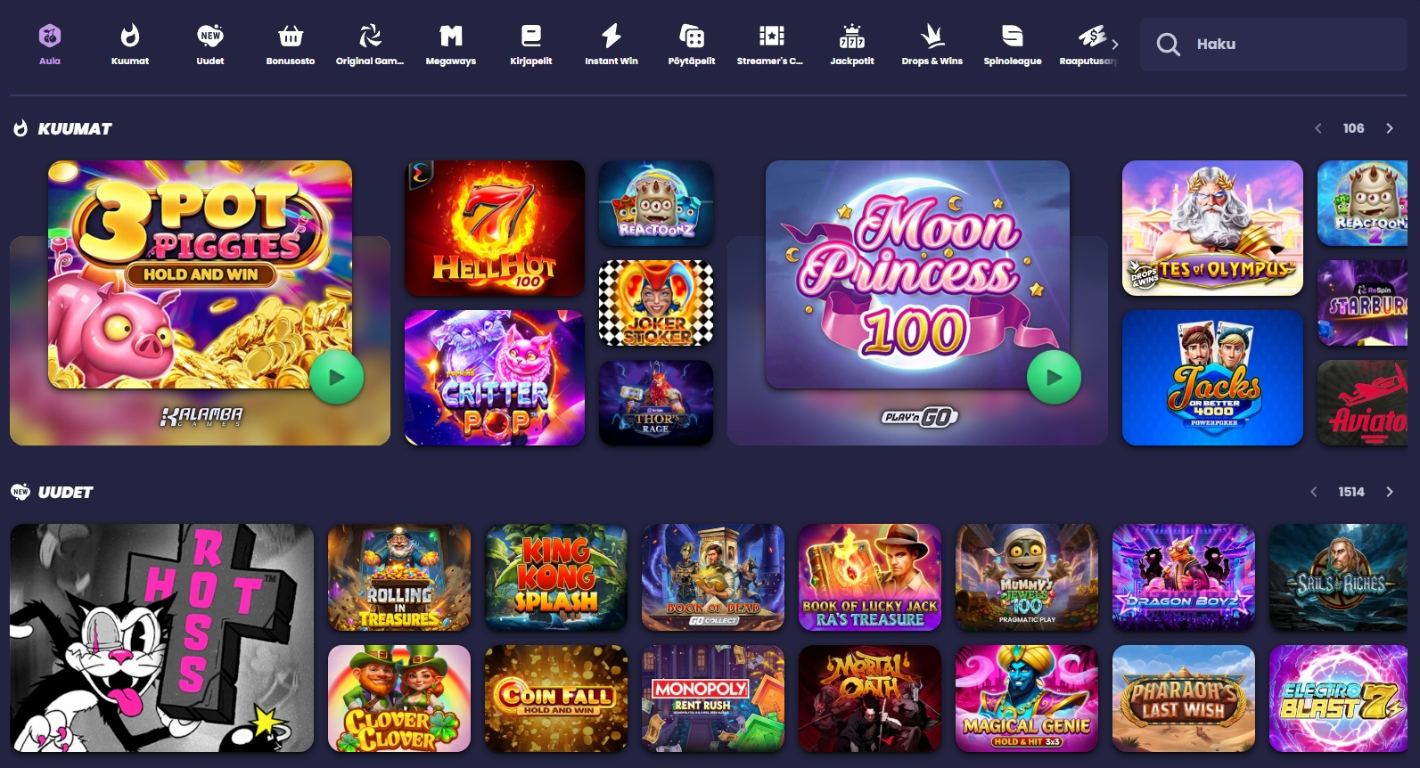 Pelit ilman rekisteröitymistä ReSpin Casinolla