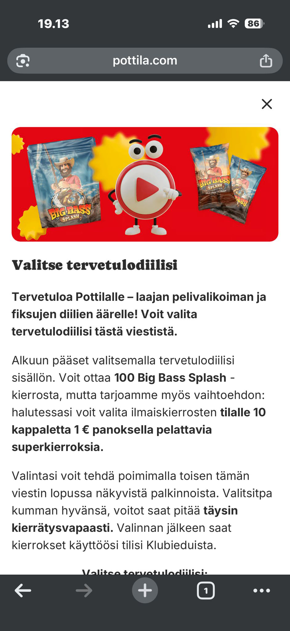 Pottila talletusbonus