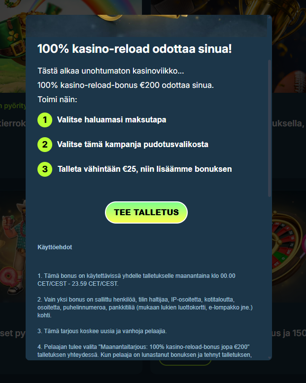 Reload bonus ehdot