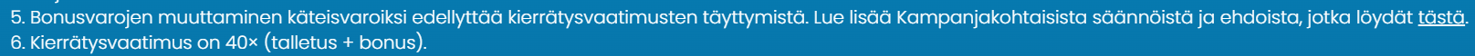 Sticky bonuksen ehdot - talletus ja bonus kierrätetään