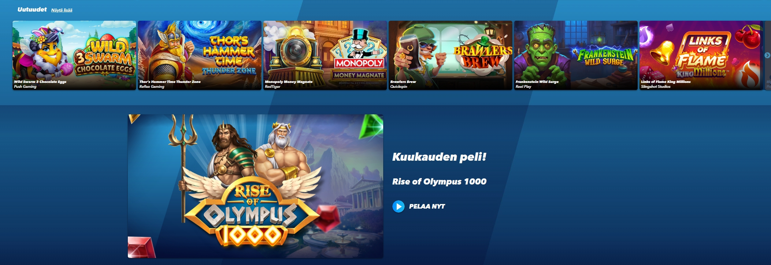 SuperNopea Kasino pelejä