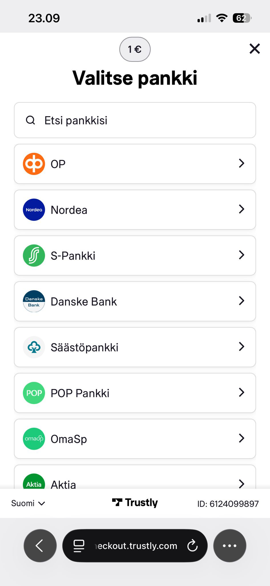 Trustly talletus pankin valinta
