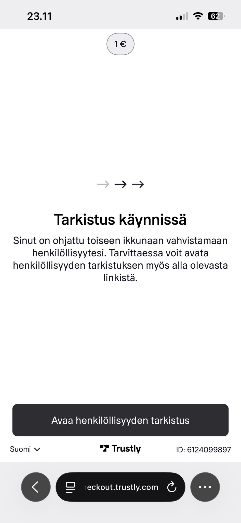 Trustly tarkistus käynnissä