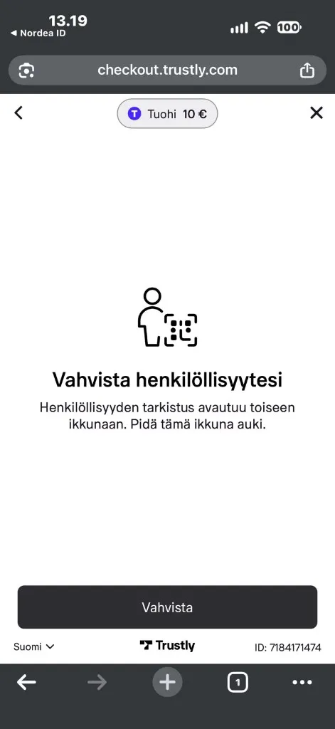 Henkilöllisyyden vahvistus Trustlyllä