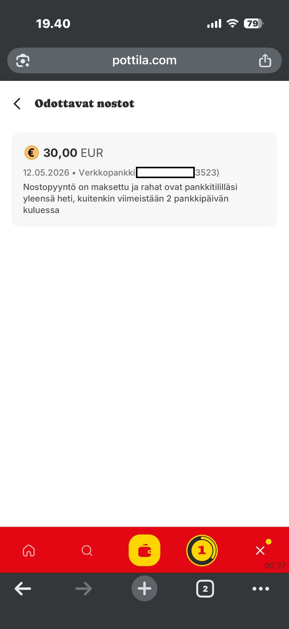 Viljo-nosto merkitty maksetuksi
