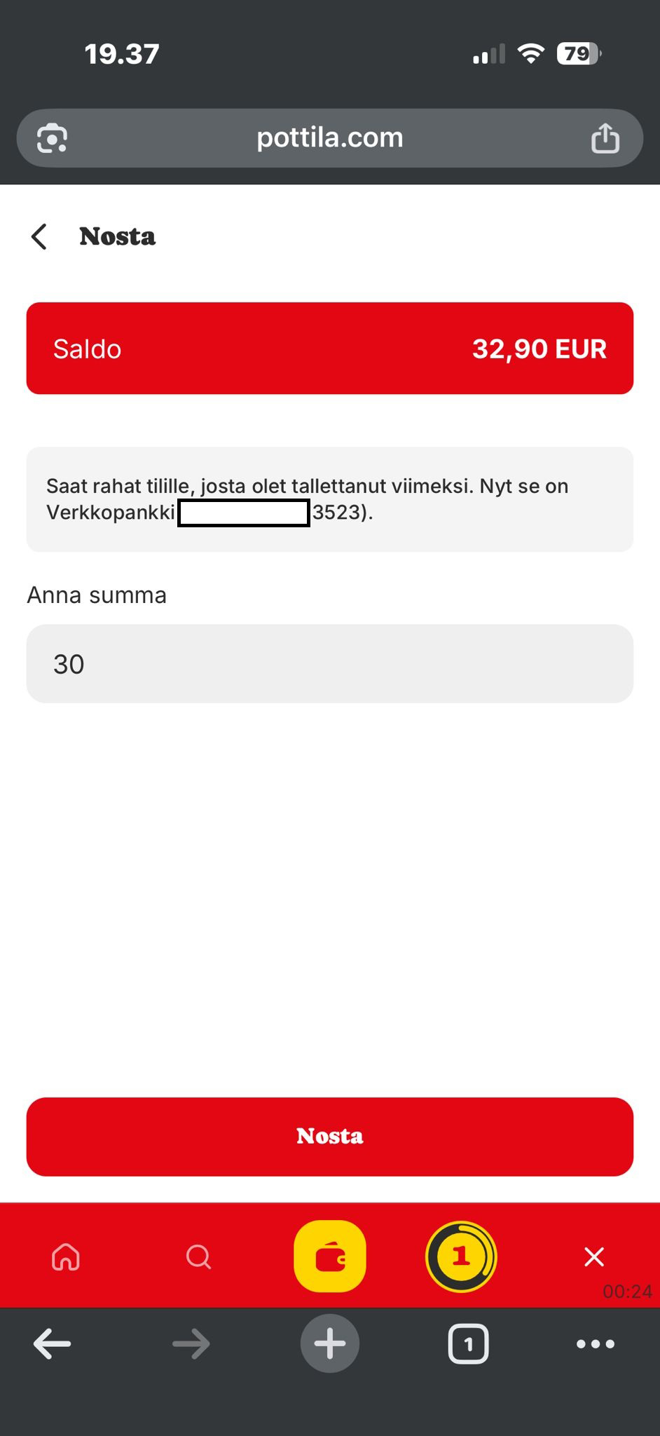 Kotiutusikkuna virolaisella kasinolla