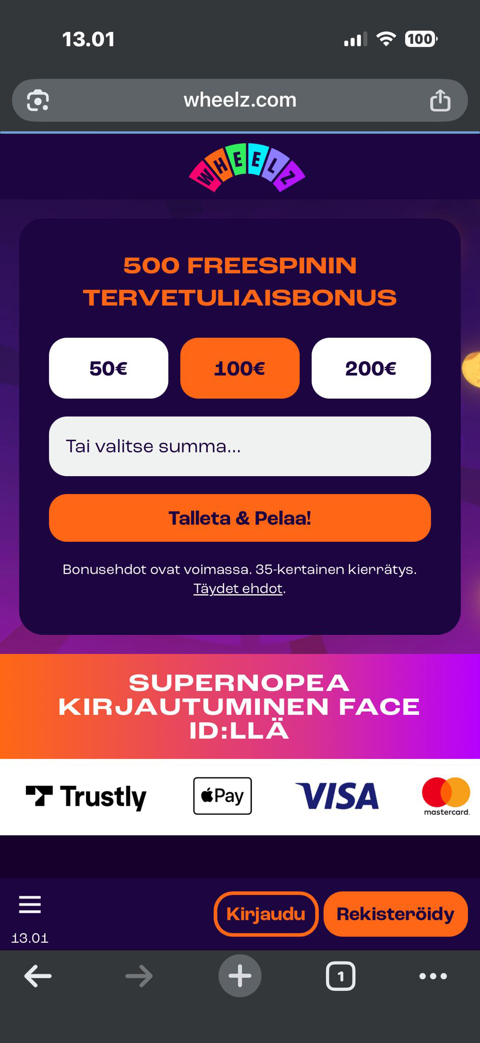 Wheelz on toimiva mobiilikasino